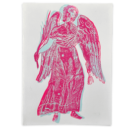 Block Printed Pink Angel Folded Card