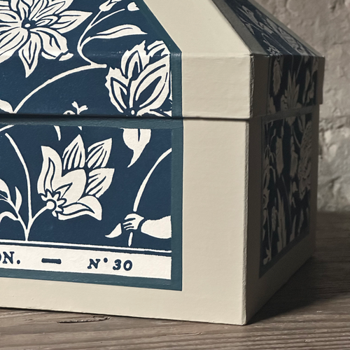 Antoinette Poisson Medium Wedding Box in "Indienne Indigo" No. 30C