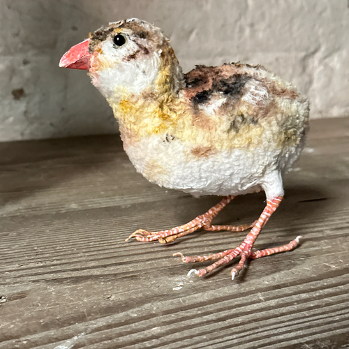Papier-Mâché Guinea Fowl with Chick #38A