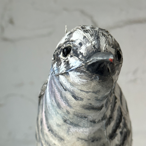 Papier-Mâché Black & White Bird #29