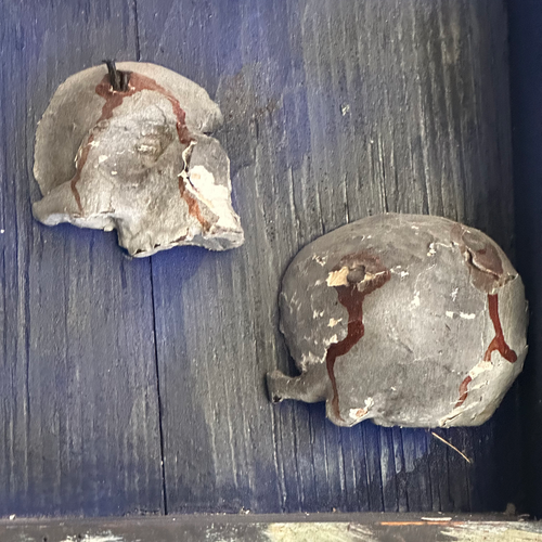 Antique Skull Reliquary Shadow Box Pair
