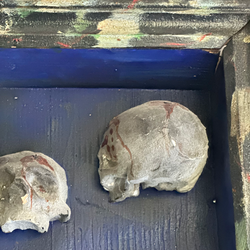 Antique Skull Reliquary Shadow Box Pair