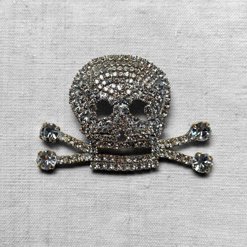 Skull Glass Crystal Brooch