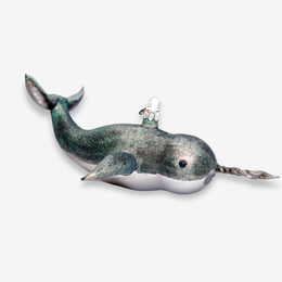 Grey Narwhal Whale Ornament