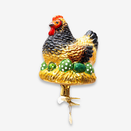 Hen on Green Eggs Clip-on Ornament