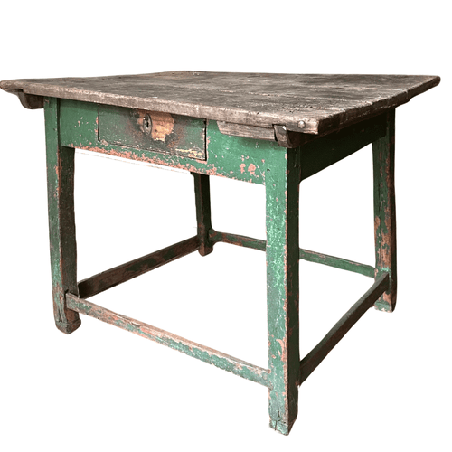 Antique Primitive One-Drawer Painted Table