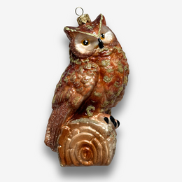 Nostalgic Large Owl on Wood Log Ornament