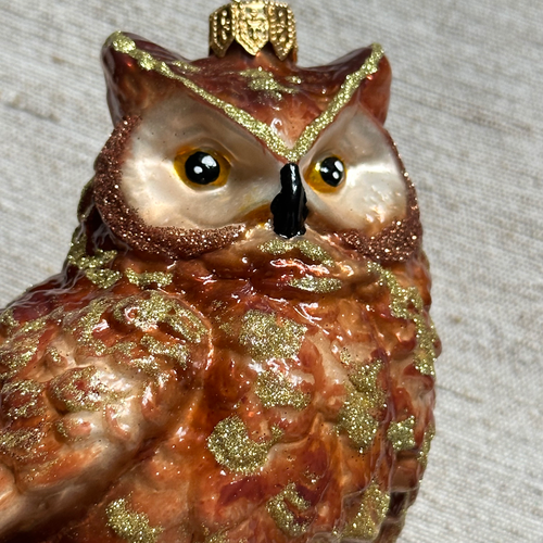 Nostalgic Large Owl on Wood Log Ornament