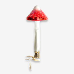 Red & White Clip-On Mushroom Ornament