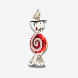 Silver & Red Candy Ornament