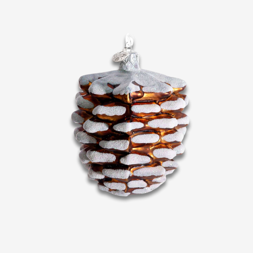 Large Pinecone with Snow Ornament