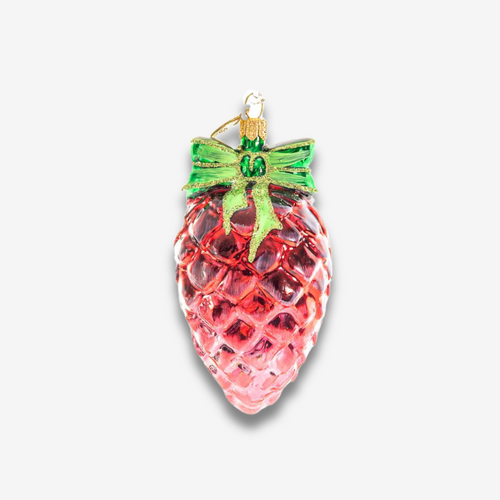 Pinecone With Green Ribbon Ornament