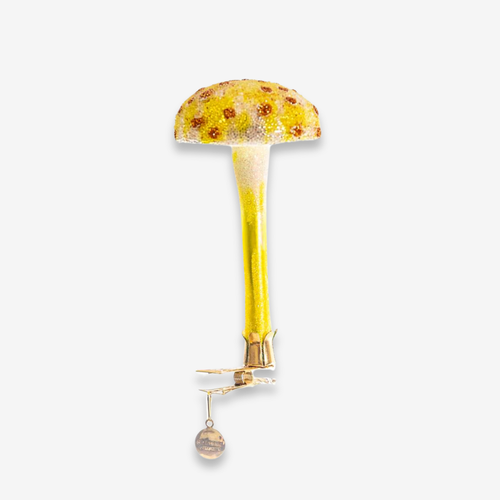 Yellow & White Clip-On Mushroom Ornament