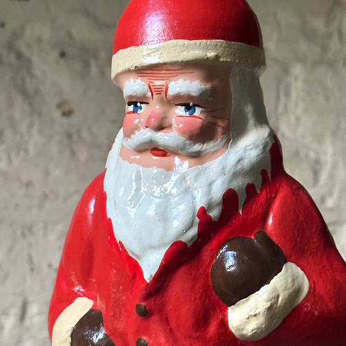 Nostalgic Papier-Mâché Santa in Red with Hat