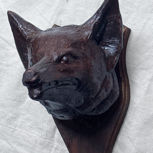 Black Forest Carved Red Fox Head on Plaque (#B1124)