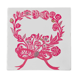 Block Printed Rosey Wreath Folded Card