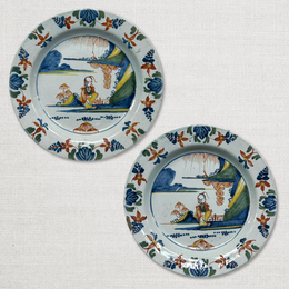 Pair of 18th Century Delft Plates