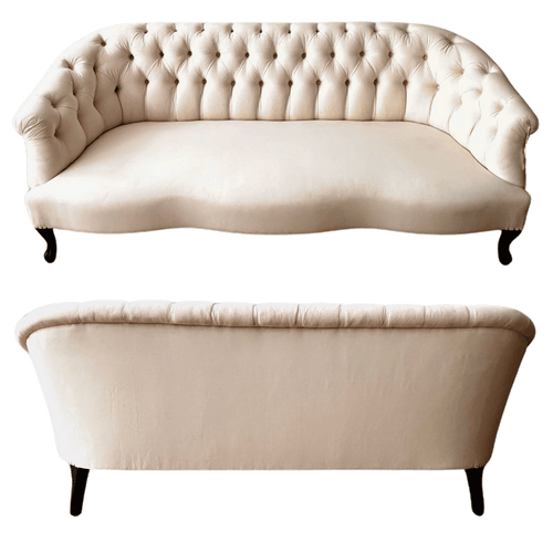 Muslin Covered 19th Century Style Tufted Sofa