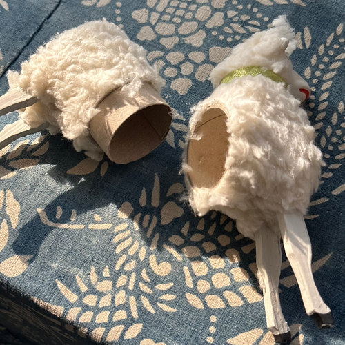 Large Nostalgic Sheep Figurine Candy Box with Green Ribbon
