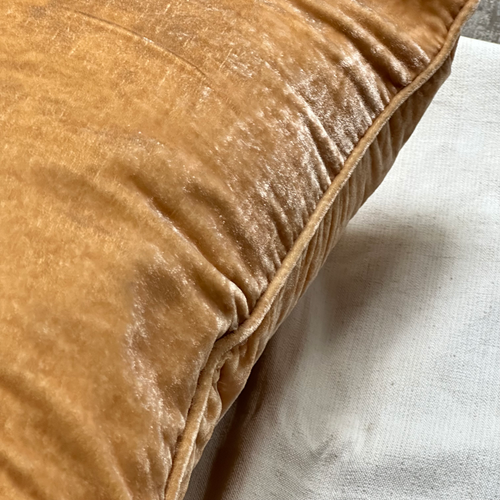 Plain Silk Velvet Cushion in Sand