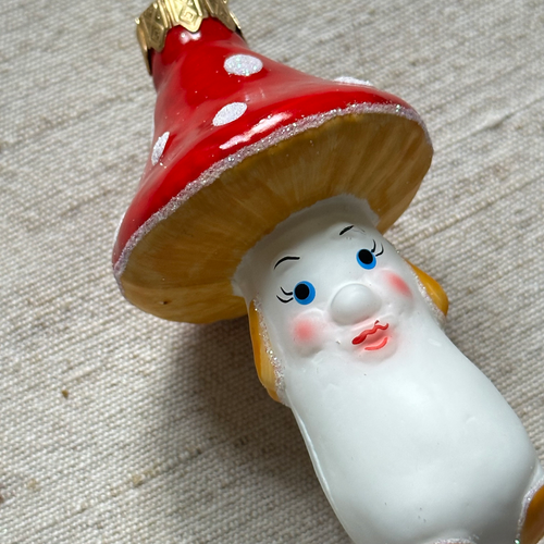 Nostalgic Slim Mushroom with Blue Eyes Ornament