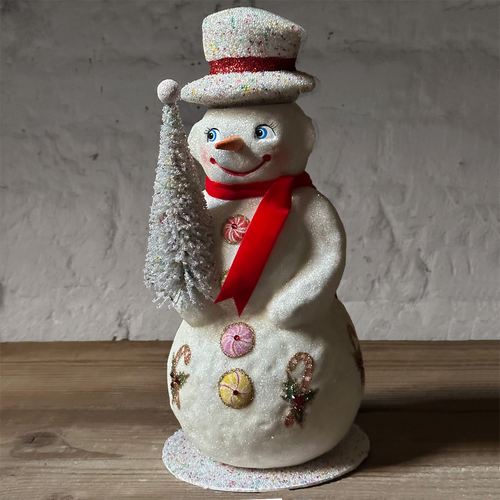 XL Papier-Mâché Snowman with Candy Decoration