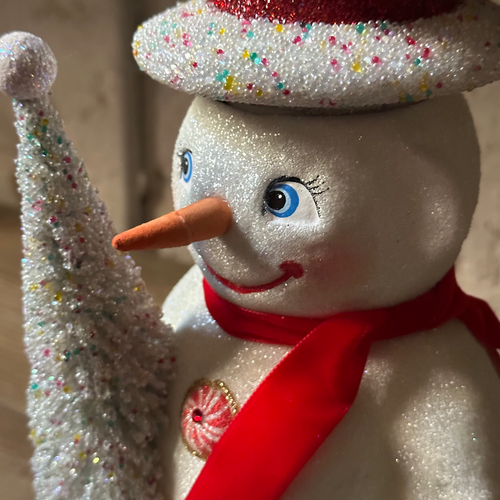 XL Papier-Mâché Snowman with Candy Decoration