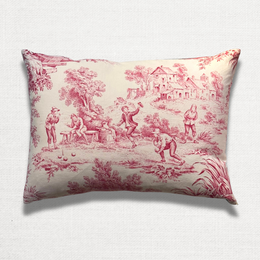 19th Century French Toile Pillow with Indigo Backing (#39)