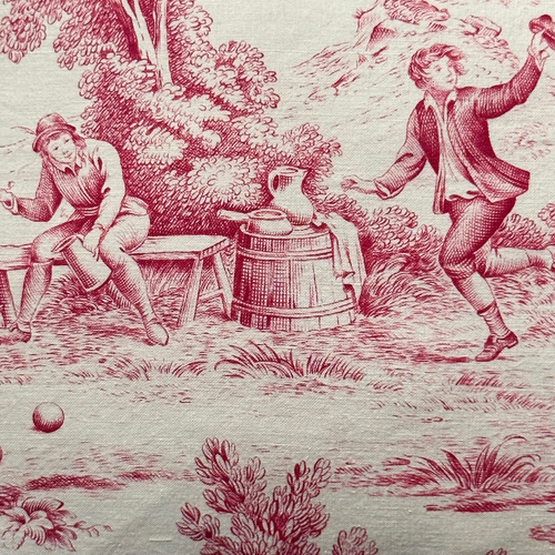 19th Century French Toile Pillow with Indigo Backing (#39)