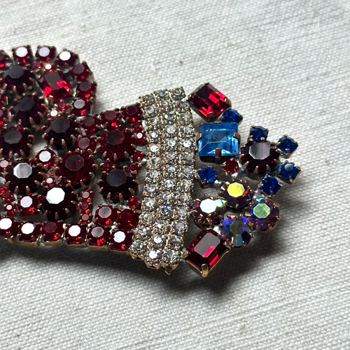 Christmas Stocking Glass Crystal Brooch