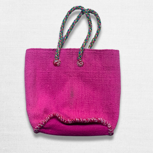 PO! Paris Nathalie Lete Small Tufted Petites Fleurs Tote Bag in Fuchsia