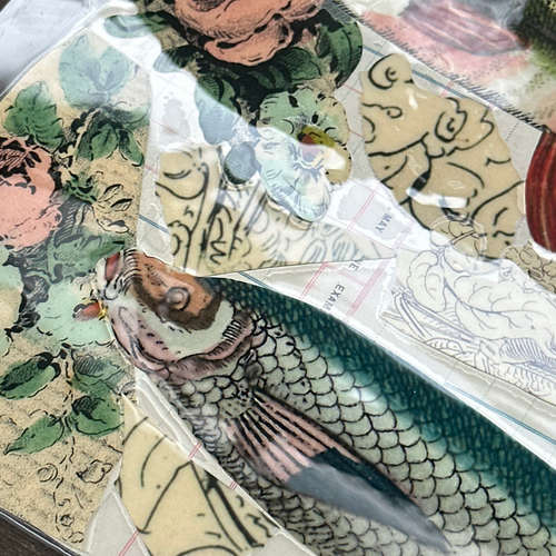 One of a Kind Collaged Fish Mat Pair (2-05 & 2-06)