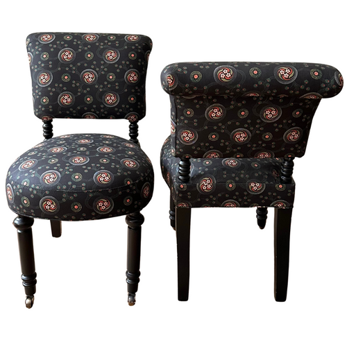 Pair of Custom John Derian for Cisco Brothers Leaf Chair in Decor Barbares Fabric