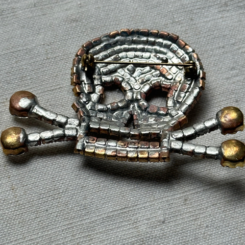 Skull Glass Crystal Brooch