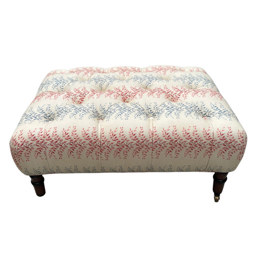 Field Ottoman in Décors Barbares Rayures Datcha Red & Beige Fabric