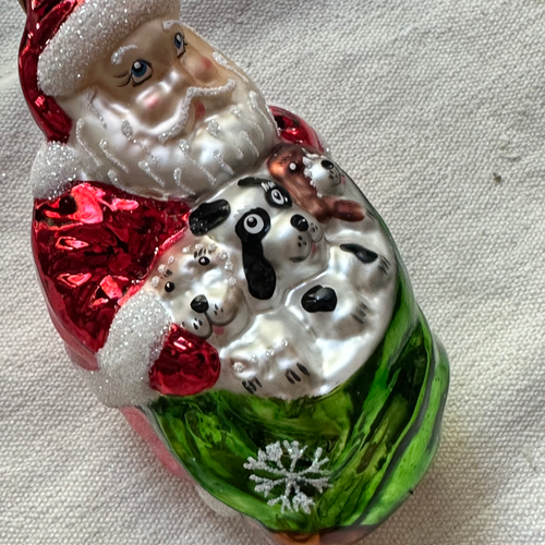 Nostalgic Santa with Puppy Dogs Ornament