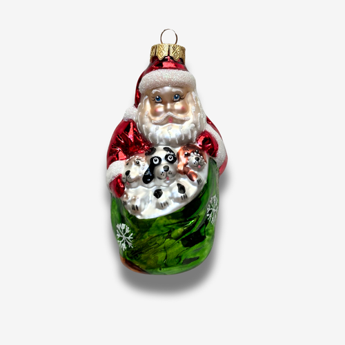 Nostalgic Santa with Puppy Dogs Ornament