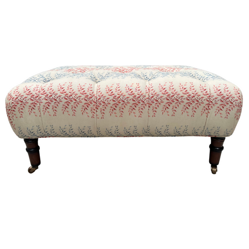 Field Ottoman in Décors Barbares Rayures Datcha Red & Beige Fabric