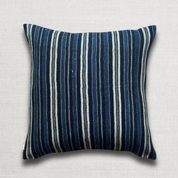 Custom Vintage African Indigo Pillow with Linen Backing (#99)