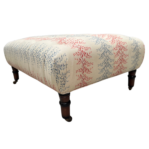 Field Ottoman in Décors Barbares Rayures Datcha Red & Beige Fabric