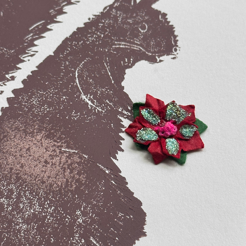Block Printed Gifty Squirrel Folded Card