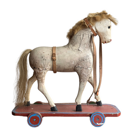 19th-century German Toy Horse on Wheels