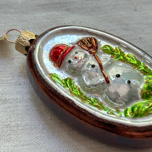 Nostalgic Small Oval Snowman Ornament