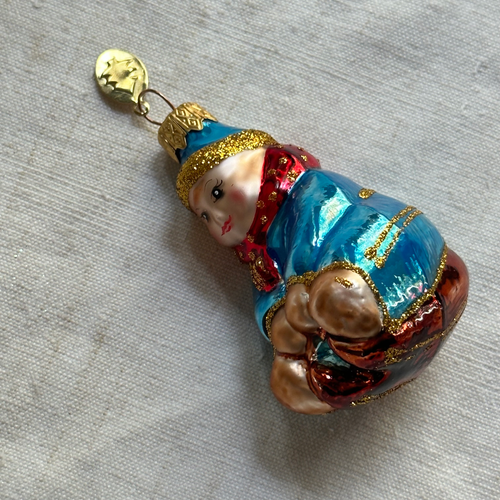 Nostalgic Child on Sled Ornament