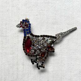 Bird Glass Crystal Brooch