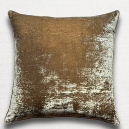 Plain Silk Velvet Cushion in Light Brown