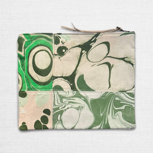 Hand Marbled One of a Kind Large Zipper Pouch (#03)