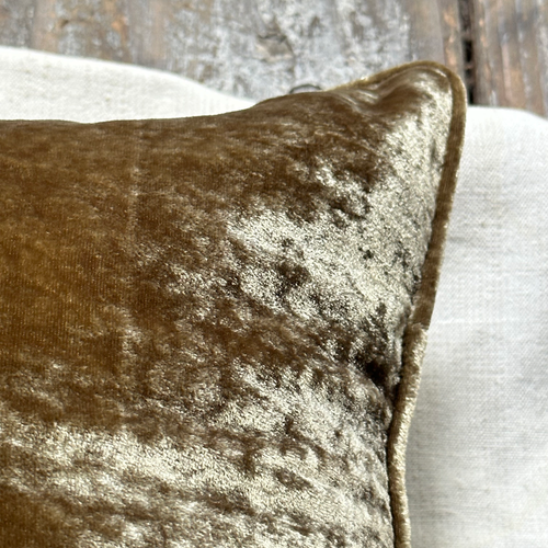 Plain Silk Velvet Cushion in Light Brown