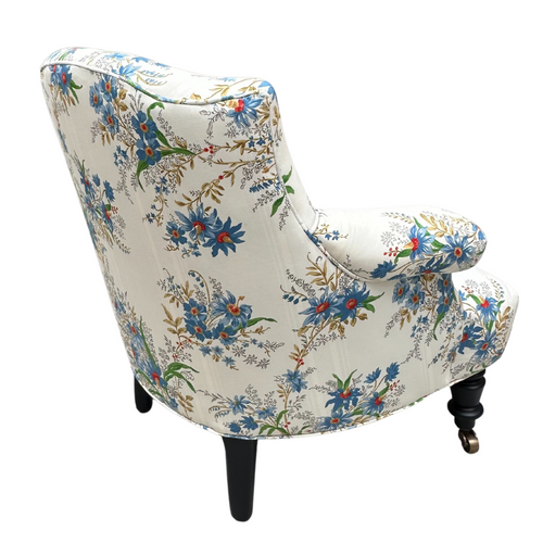 Custom Baronet Chair in Décors Barbares Ete Moscovit Indigo Fabric