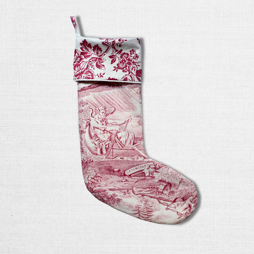 Custom One-of-a-Kind 19th Century French Toile Stocking